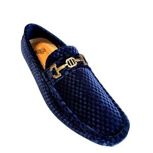 Royal Shoes Blue Velvet Loafers Moccasins Casual Party Fashion  Men’s Size 9